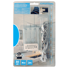 Fita 30 LEDs Flexíveis 2mts c/ Interruptor (a pilhas) Azul - GRUNDIG