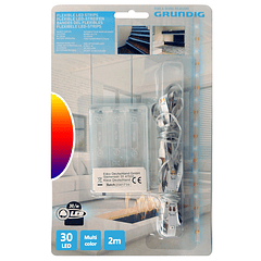 Fita 30 LEDs Flexíveis 2mts c/ Interruptor (a pilhas) Multicor - GRUNDIG