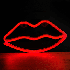 Luz Decorativa LED Neon Vermelho em Forma de Lábios - FOREVER