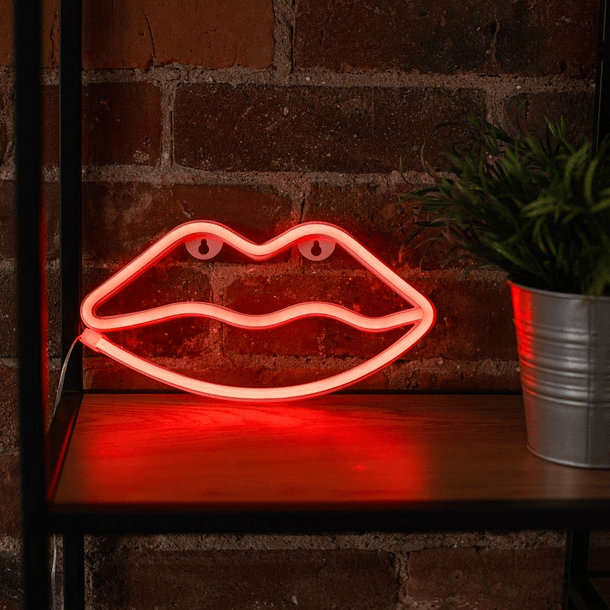Luz Decorativa LED Neon Vermelho em Forma de Lábios - FOREVER 3