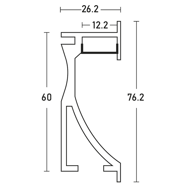 Perfil Embutir em Parede Pladur c/ Difusor Opaco p/ Fita de LEDs - 2 mts 2