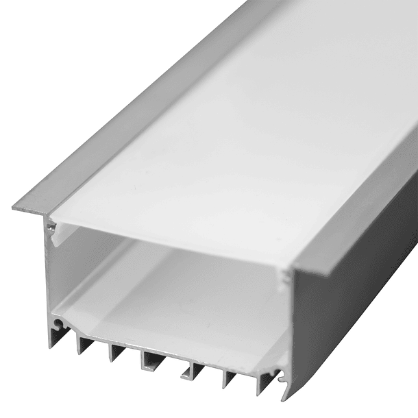 Perfil Embutir c/ Difusor Opaco p/ 5x Fita de LEDs - 2 mts 1