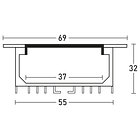 Perfil Embutir c/ Difusor Opaco p/ 5x Fita de LEDs - 2 mts 2