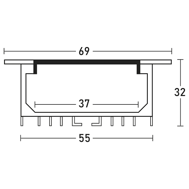Perfil Embutir c/ Difusor Opaco p/ 5x Fita de LEDs - 2 mts 2