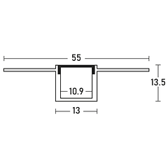 Perfil Embutir em Pladur c/ Difusor Opaco p/ Fita de LEDs - 3 mts