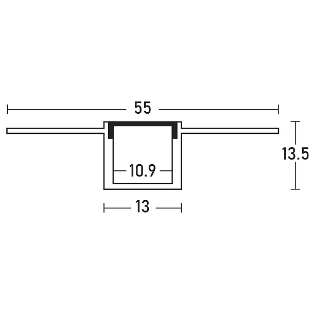 Perfil Embutir em Pladur c/ Difusor Opaco p/ Fita de LEDs - 3 mts 2