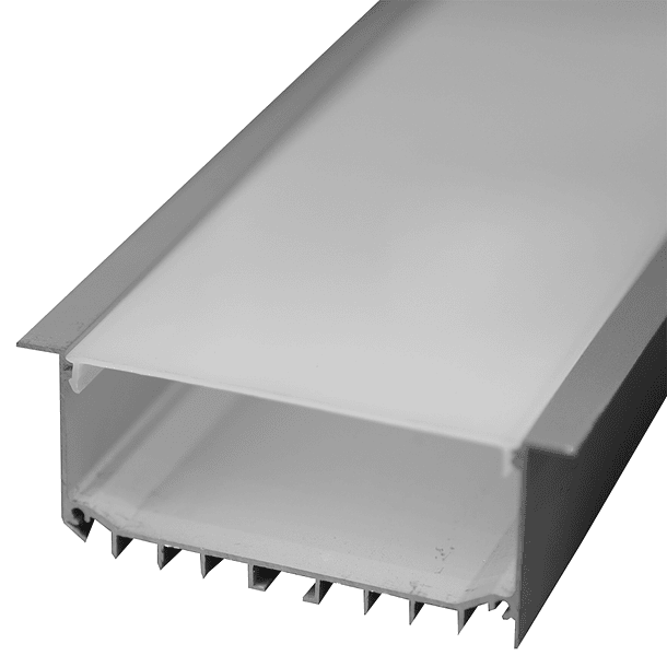 Perfil Embutir c/ Difusor Opaco p/ 8x Fita de LEDs - 2 mts 1