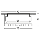 Perfil Embutir c/ Difusor Opaco p/ 8x Fita de LEDs - 2 mts 2