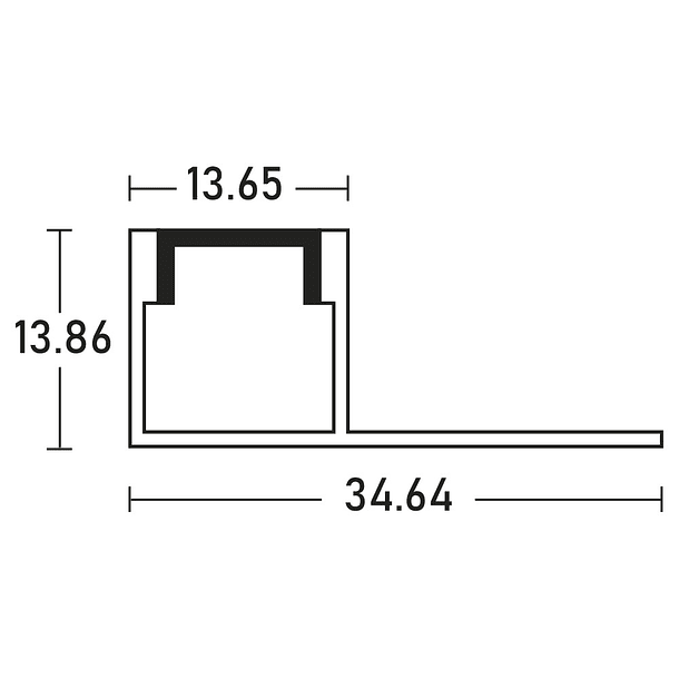 Perfil Embutir em Pladur c/ Difusor Opaco p/ Fita de LEDs (Embutida ao Canto) - 2 mts 2