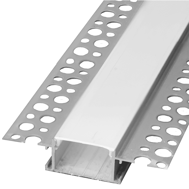 Perfil Embutir em Pladur c/ Difusor Opaco p/ Fita de LEDs (Frente Embutida) - 2 mts 1