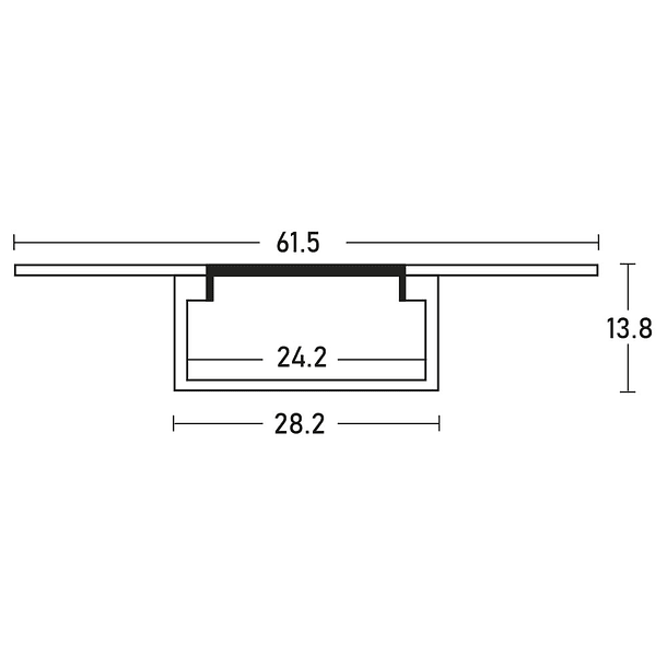 Perfil Embutir em Pladur c/ Difusor Opaco p/ Fita de LEDs (Frente Embutida) - 2 mts 2