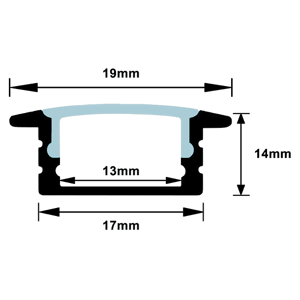 Perfil Alumínio c/ Difusor Opaco p/ Fita de LEDs - 2 mts 2