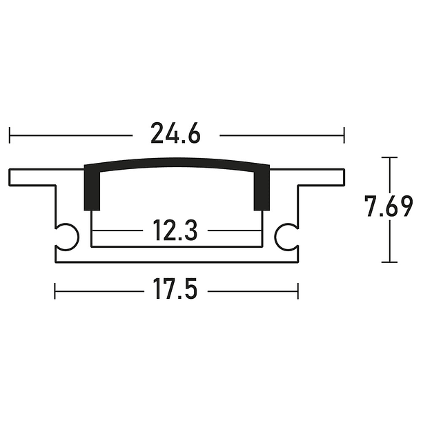 Perfil Alumínio em Preto c/ Difusor Preto Opaco p/ Fita de LEDs - 2 mts 2