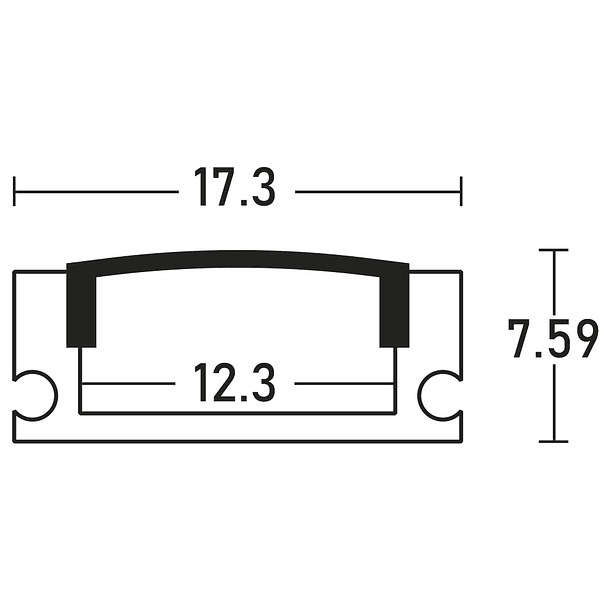 Perfil Alumínio em Preto c/ Difusor Preto Opaco p/ Fita de LEDs - 2 mts 2