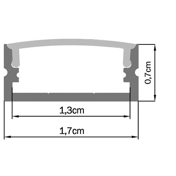 Perfil Alumínio c/ Difusor Transparente p/ Fita de LEDs - 2 mts 2