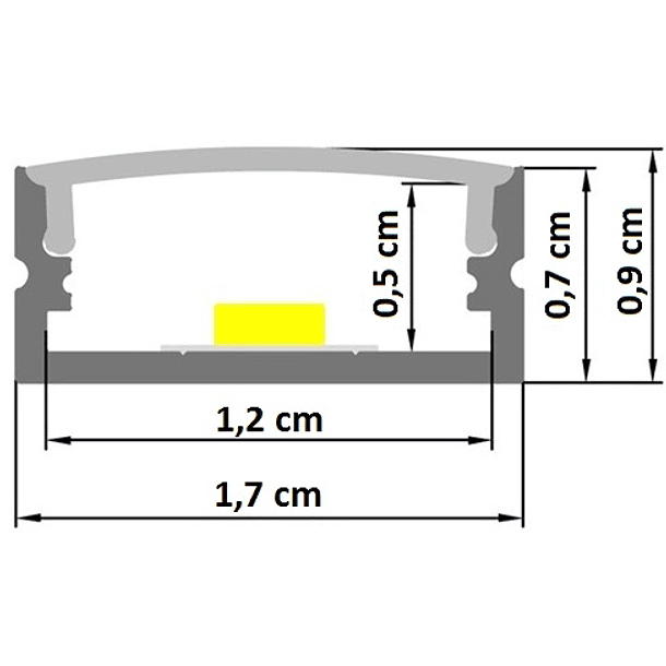 Perfil Alumínio c/ Difusor Transparente p/ Fita de LEDs - 2 mts 2