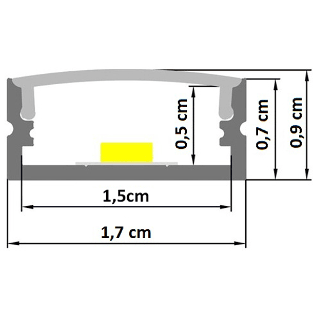 Perfil Alumínio c/ Difusor Opaco p/ Fita de LEDs - 2 mts 2