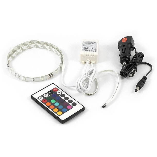 Pack Fita 30 LEDs IP65 RGB (1 metro) 12/24V + Controlador + Cabo Alimentação Isqueiro - ALL Ride 1