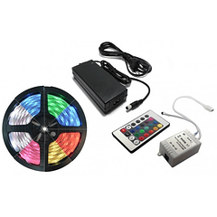 Pack Fita 300 LEDs SMD5050 14,4W/m IP65 RGB (5 mts) 12V + Controlador + Fonte Alimentação