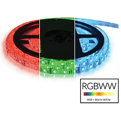 Fita 300 LEDs SMD5050 Flexivel IP65 RGB+WW 12V (5 mts)