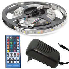 Pack Fita 300 LEDs RGB+W (5 mts) 12V + Controlador + Fonte Alimentação