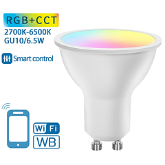 Lâmpada LED Inteligente GU10 Smart Wi-Fi 220V 6,5W RGB + 2700K ~ 6500K 555Lm