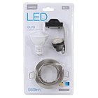 Pack Lampada LED 220V GU10 7W Branco Q. 3000K 560Lm c/ Suporte Lampada + Aro Aço Escovado - OMEGA 2