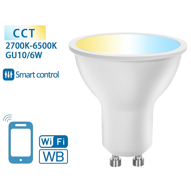 Lâmpada LED Inteligente GU10 Smart Wi-Fi 220V 6W 2700K ~ 6500K 510Lm 1