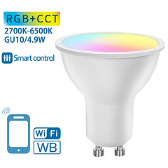 Lâmpada LED Inteligente GU10 Smart Wi-Fi 220V 4,9W RGB + 2700K ~ 6500K 420Lm