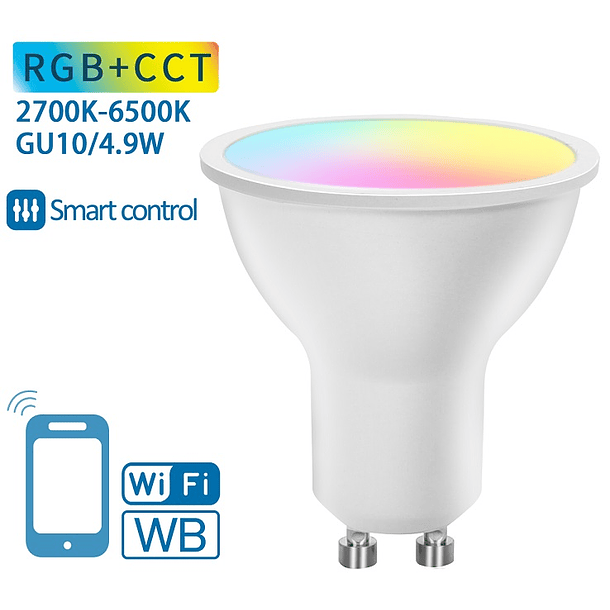 Lâmpada LED Inteligente GU10 Smart Wi-Fi 220V 4,9W RGB + 2700K ~ 6500K 420Lm 1