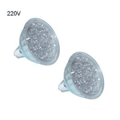 Blister 2x Lampadas 15 LEDs MR16 220V 1,2W Vermelho