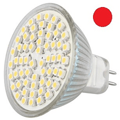 Lampada 60 LEDs SMD3528 12V MR16 3W Cor Vermelho