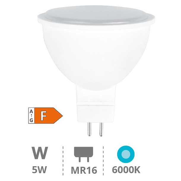 Lampada LED 12V MR16 5W Branco F. 6000K 120º 495Lm - GSC 