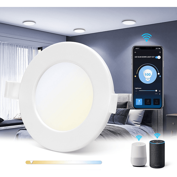 Painel Smart LED Inteligente Redondo Ø11,5cm Wi-Fi 6W 3000K ~ 6500K 360Lm 1