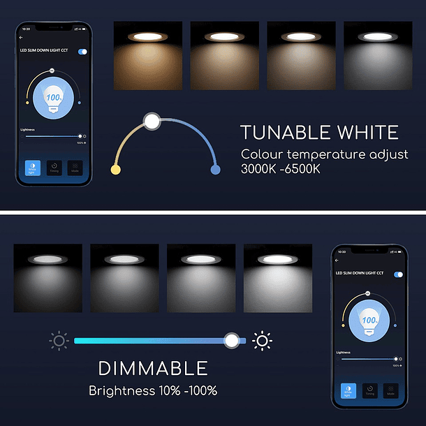 Painel Smart LED Inteligente Redondo Ø17cm Wi-Fi 12W 3000K ~ 6500K 820Lm 4