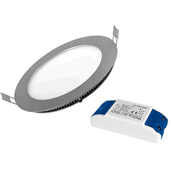 Painel de LED Redondo (Aço Escovado) Ø12cm 6W 6000K 480Lm