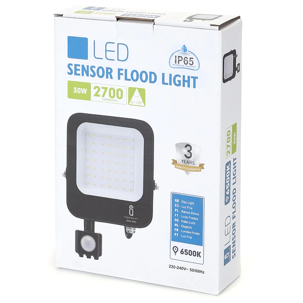 Projector LED IP65 220V Branco F. 6000K 30W 2700Lm c/ Sensor 4