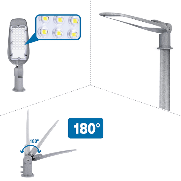 Projector LED (Iluminação Exterior de Rua) 50W IP65 220V Branco F. 6000K 5000Lm 4