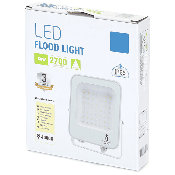 Projector LED Slim IP65 220VAC Branco 4000K 30W 2700Lm (Branco) 3