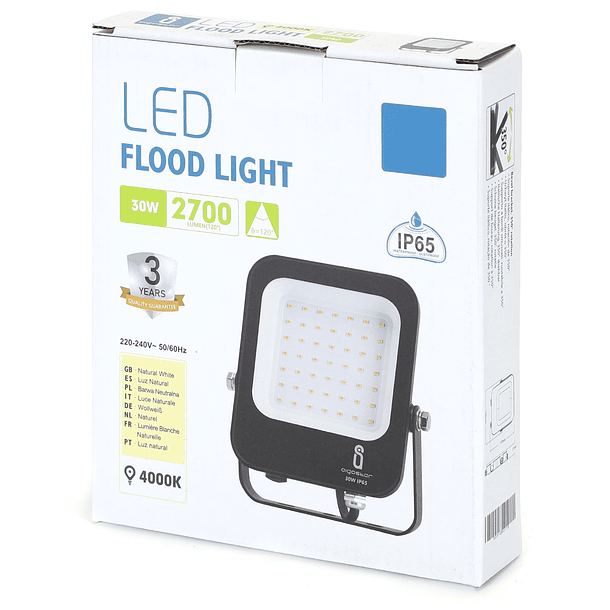 Projector LED IP65 220VAC Branco 4000K 30W 2700Lm 4