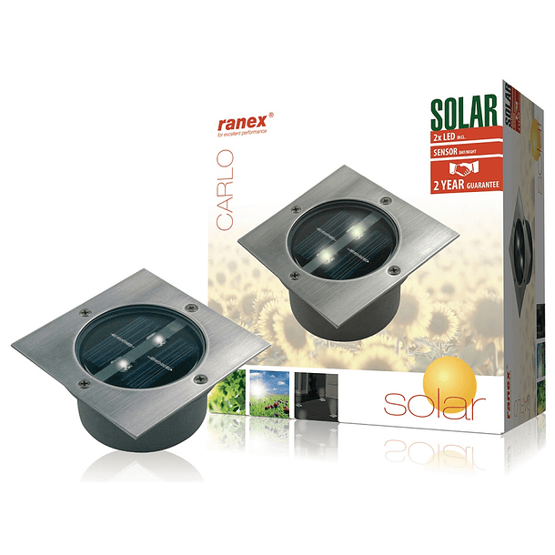 Projetor Encastar de Chão LED Solar Exterior c/ Sensor Crepuscular IP67 (Ø105x46mm) - RANEX 5000.19 1