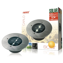 Projetor Encastar de Chão LED Solar Exterior c/ Sensor Crepuscular IP67 (Ø140x50mm) - RANEX 5000.197