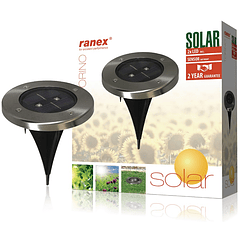 Projetor de Chão LED Solar Exterior de Estaca c/ Sensor Crepuscular IP44 - RANEX 5000.389