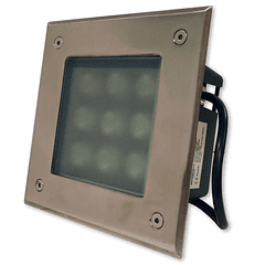 Projector LED Quadrado Inox p/ Encastrar IP67 220V AC 9W Branco F. 6000K