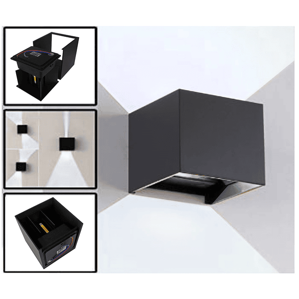 Projector Muro LED Direccionável 6W Branco F. 6000K 650Lm (IP65) - Preto 1