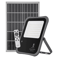 Kit Projector LED 300W Branco F. 6000K c/ Sensor + Painel Solar (IP65)