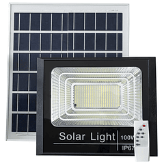 Kit Projector LED 100W Branco F. 6000K c/ Sensor + Painel Solar (IP65)
