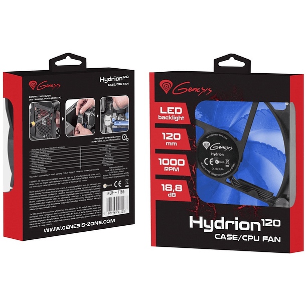 Ventilador Hydrion LED 120mm (Azul) - GENESIS 3