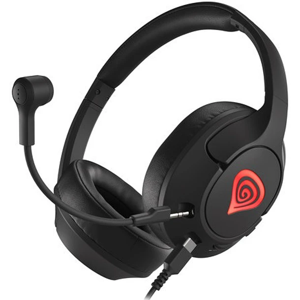 Ascultadores Headset Gaming Radon 800 c/ Microfone (Preto/Vermelho) - GENESIS 4