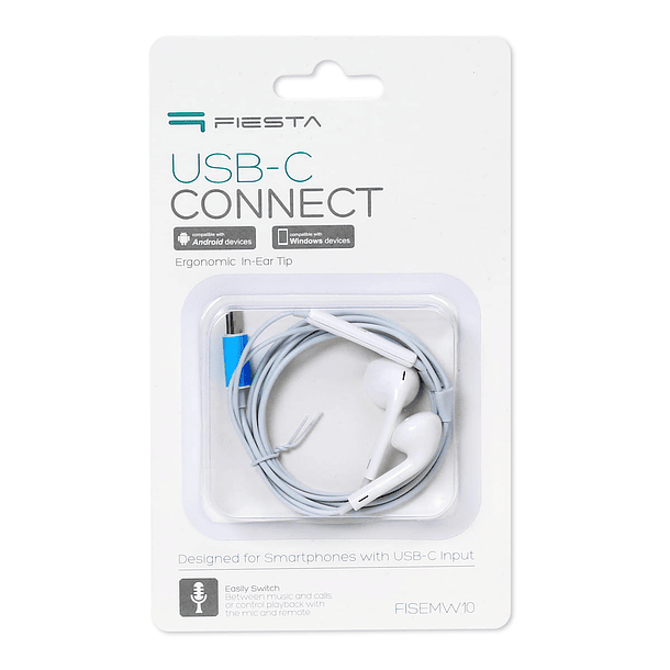 Auriculares c/ Microfone USB-C (Branco) - FIESTA 4